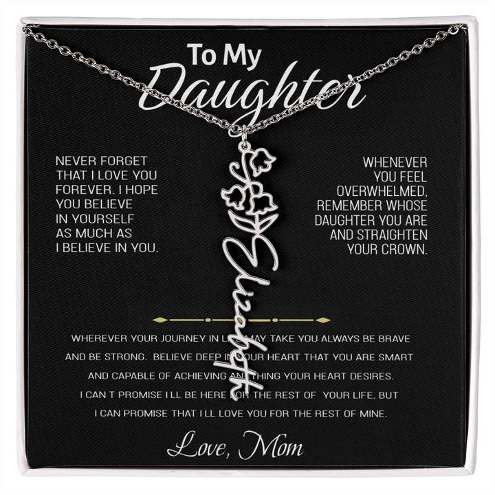 Colar com nome personalizado, presente para filha "Para nossa preciosa filha - nunca se esqueça de que eu te amo" Amor, mãe 