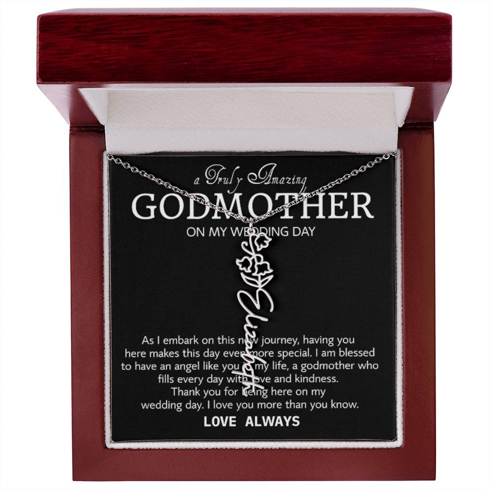 Godmother on My Wedding Day Necklace, Wedding Thank You Gift for Godmother, Godmother of The Bride, Gift from Bride To Godmother