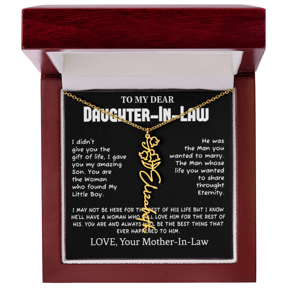 My Dear Daughter-In-Heart Gift-Love Your Mother-In-Law Necklace Personalized Birth Flower