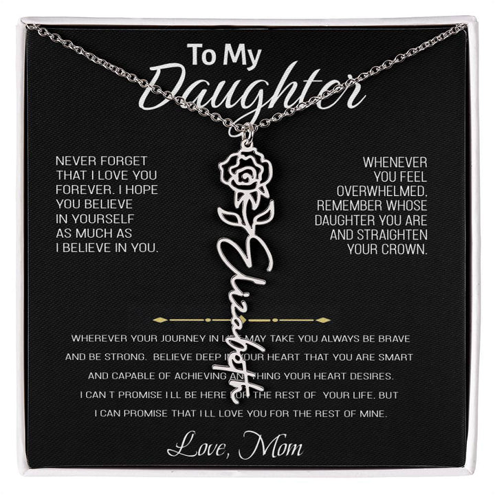 Colar com nome personalizado, presente para filha "Para nossa preciosa filha - nunca se esqueça de que eu te amo" Amor, mãe 
