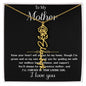 Para mi madre - De mi hijo "Seré por siempre tu hijo amado" - Collar con mensaje en forma de flor, nombre y firma