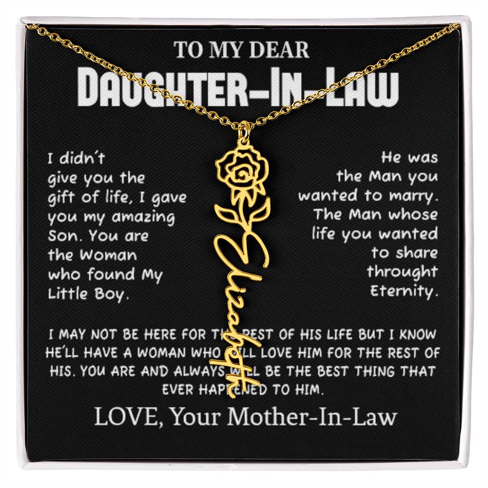 My Dear Daughter-In-Heart Gift-Love Your Mother-In-Law Necklace Personalized Birth Flower