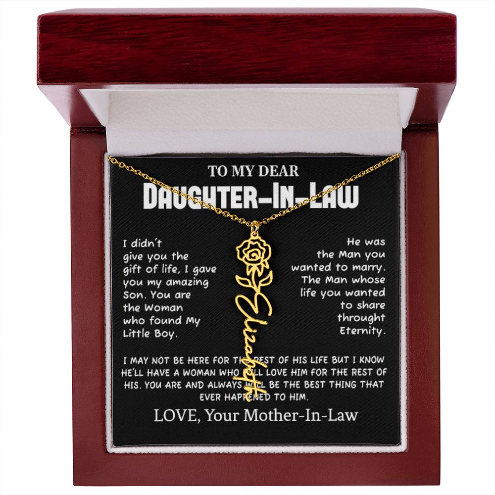 My Dear Daughter-In-Heart Gift-Love Your Mother-In-Law Necklace Personalized Birth Flower