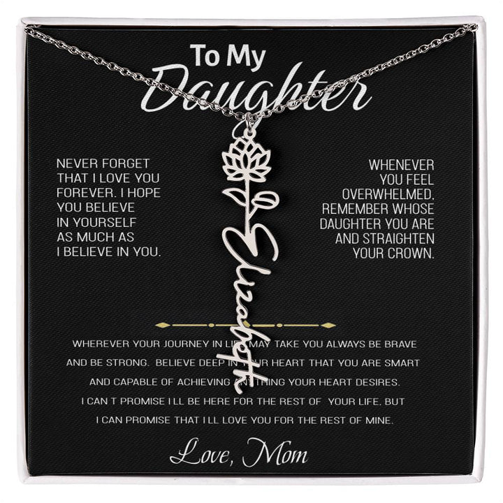 Colar com nome personalizado, presente para filha "Para nossa preciosa filha - nunca se esqueça de que eu te amo" Amor, mãe 