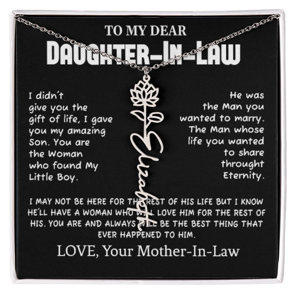 My Dear Daughter-In-Heart Gift-Love Your Mother-In-Law Necklace Personalized Birth Flower