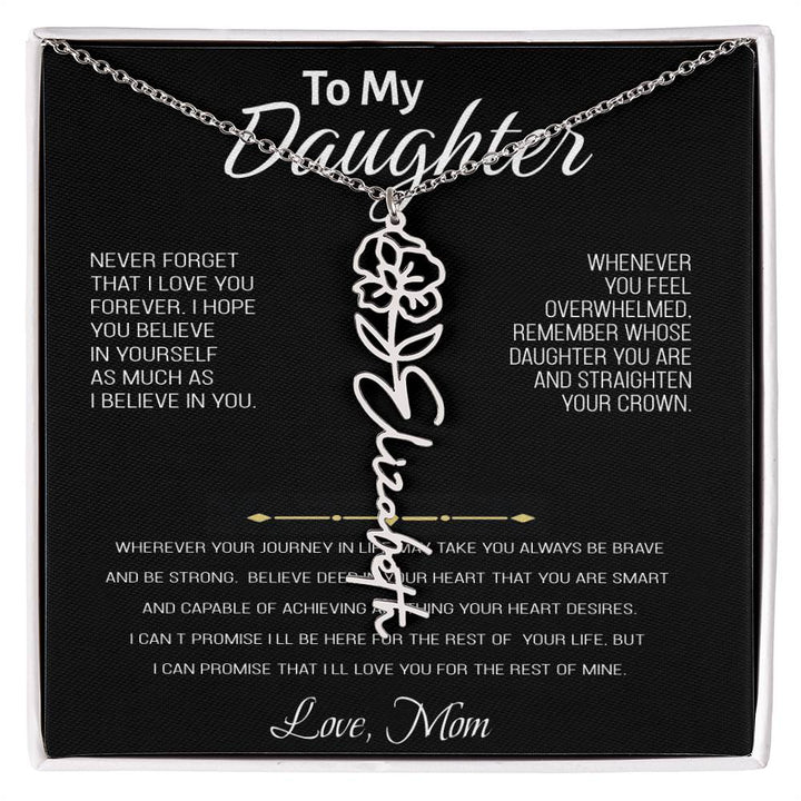 Colar com nome personalizado, presente para filha "Para nossa preciosa filha - nunca se esqueça de que eu te amo" Amor, mãe 