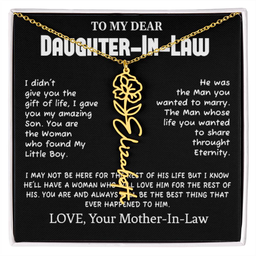 My Dear Daughter-In-Heart Gift-Love Your Mother-In-Law Necklace Personalized Birth Flower
