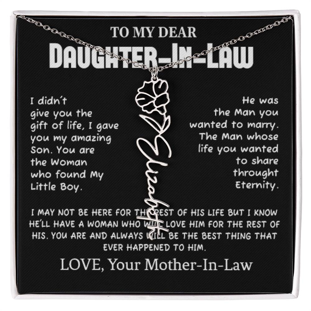 My Dear Daughter-In-Heart Gift-Love Your Mother-In-Law Necklace Personalized Birth Flower