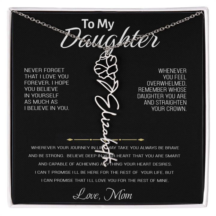Colar com nome personalizado, presente para filha "Para nossa preciosa filha - nunca se esqueça de que eu te amo" Amor, mãe 