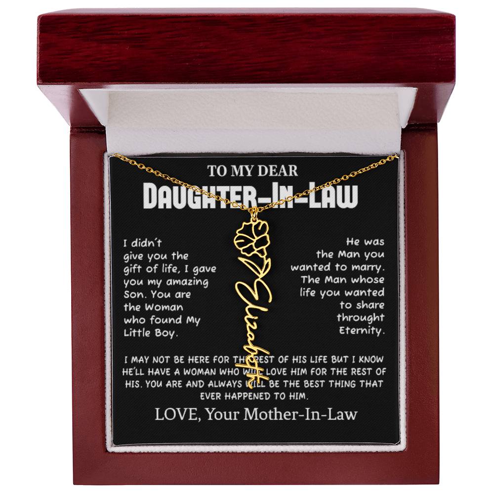 My Dear Daughter-In-Heart Gift-Love Your Mother-In-Law Necklace Personalized Birth Flower