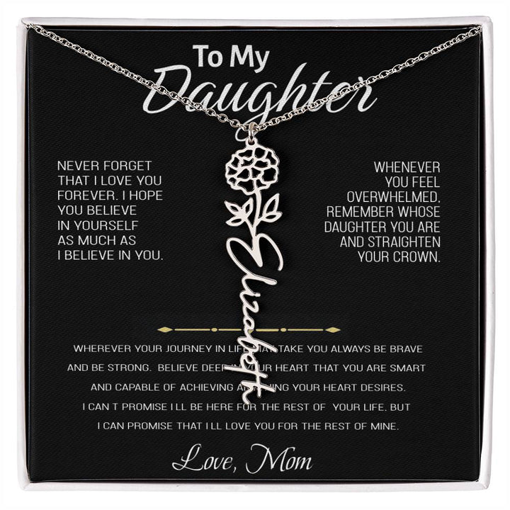 Colar com nome personalizado, presente para filha "Para nossa preciosa filha - nunca se esqueça de que eu te amo" Amor, mãe 