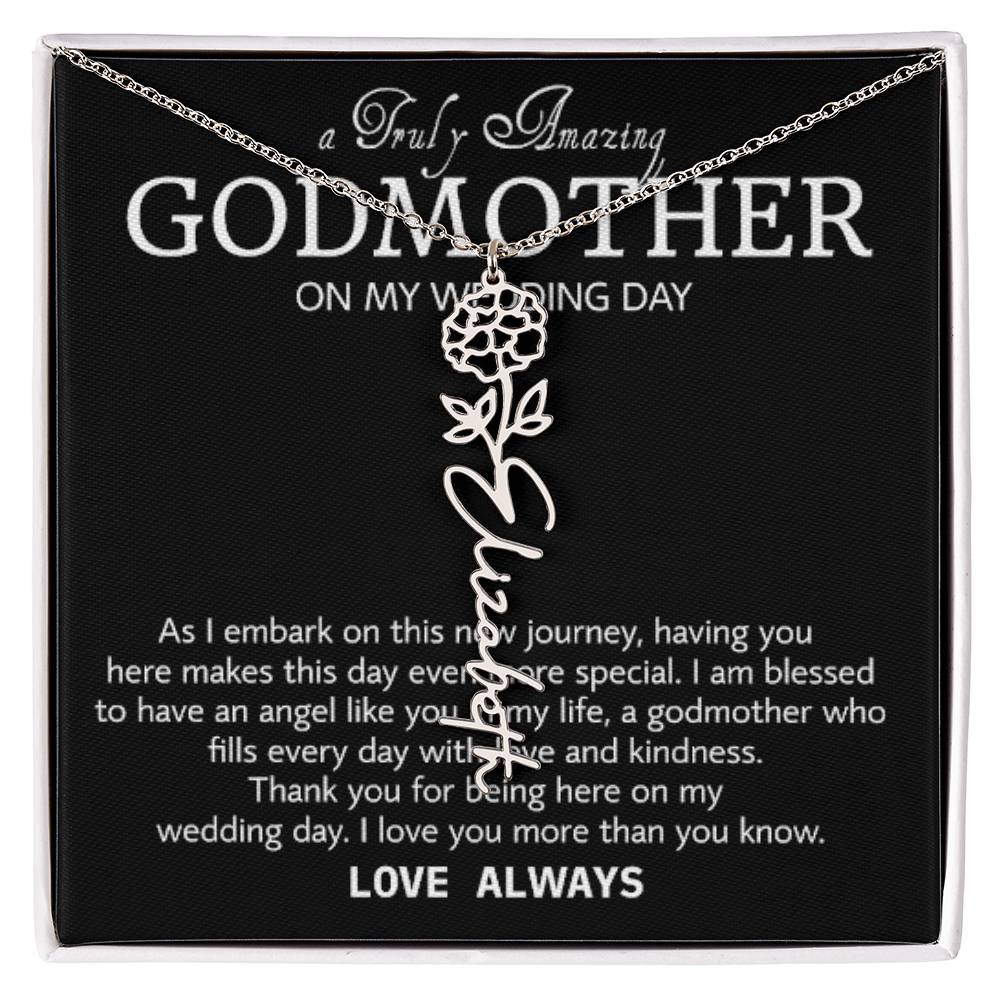 Godmother on My Wedding Day Necklace, Wedding Thank You Gift for Godmother, Godmother of The Bride, Gift from Bride To Godmother