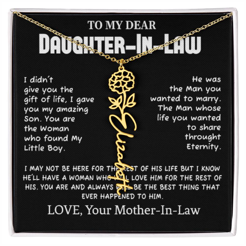 My Dear Daughter-In-Heart Gift-Love Your Mother-In-Law Necklace Personalized Birth Flower
