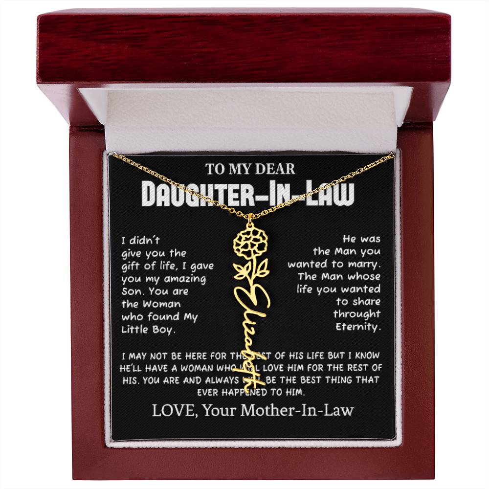 My Dear Daughter-In-Heart Gift-Love Your Mother-In-Law Necklace Personalized Birth Flower