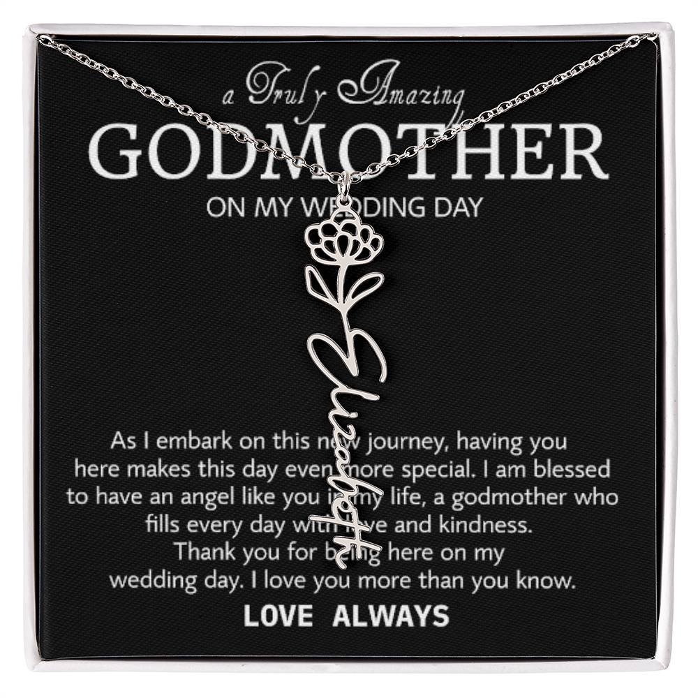 Godmother on My Wedding Day Necklace, Wedding Thank You Gift for Godmother, Godmother of The Bride, Gift from Bride To Godmother