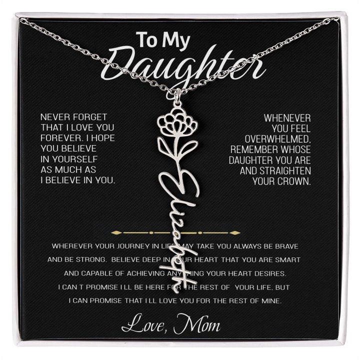 Colar com nome personalizado, presente para filha "Para nossa preciosa filha - nunca se esqueça de que eu te amo" Amor, mãe 