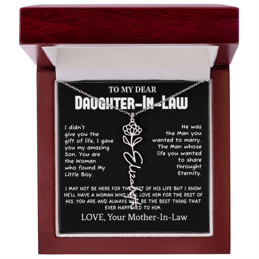 My Dear Daughter-In-Heart Gift-Love Your Mother-In-Law Necklace Personalized Birth Flower
