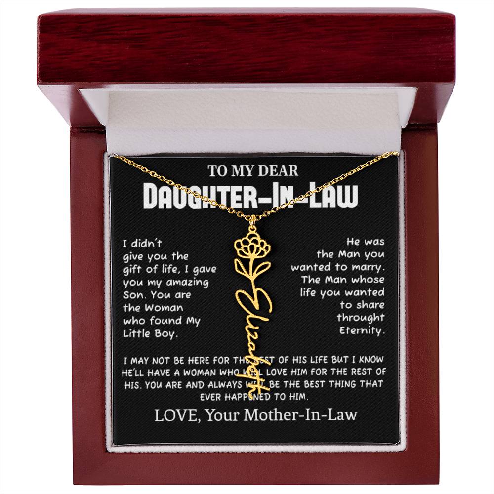 My Dear Daughter-In-Heart Gift-Love Your Mother-In-Law Necklace Personalized Birth Flower