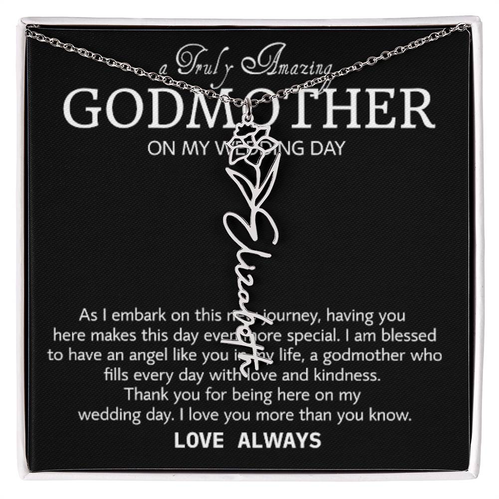 Godmother on My Wedding Day Necklace, Wedding Thank You Gift for Godmother, Godmother of The Bride, Gift from Bride To Godmother