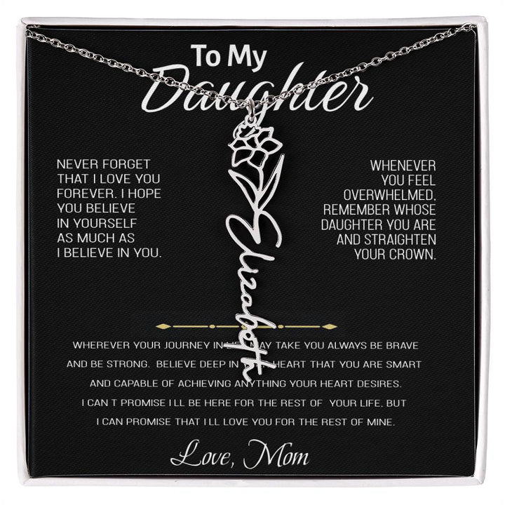 Colar com nome personalizado, presente para filha "Para nossa preciosa filha - nunca se esqueça de que eu te amo" Amor, mãe 