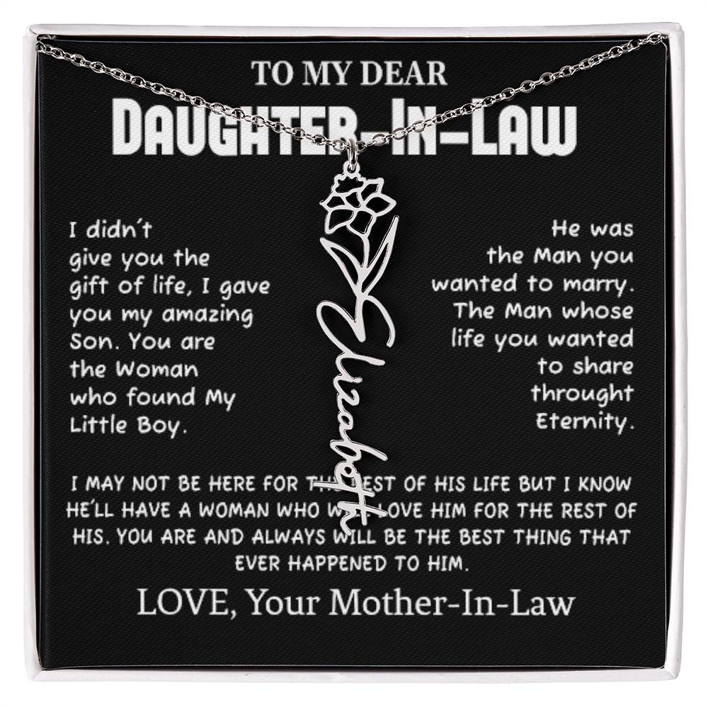 My Dear Daughter-In-Heart Gift-Love Your Mother-In-Law Necklace Personalized Birth Flower
