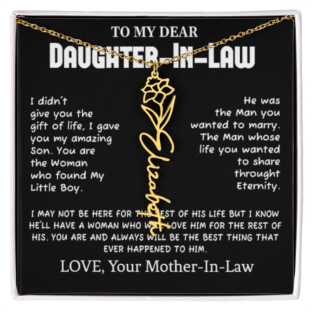 My Dear Daughter-In-Heart Gift-Love Your Mother-In-Law Necklace Personalized Birth Flower