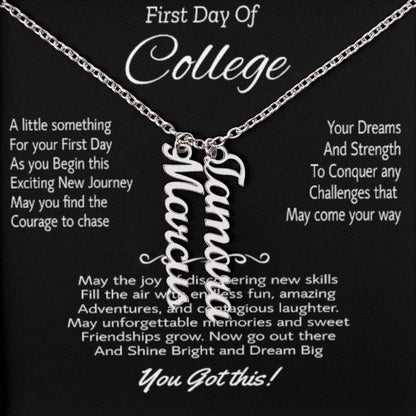 Collar de regreso a clases: regalo personalizado de regreso a clases para estudiantes universitarios, collar con nombres exclusivos para el primer día 005 