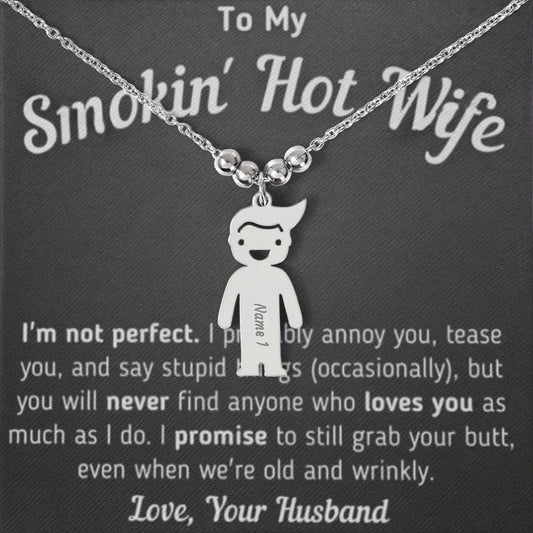 Regalo para esposa "No soy perfecta" Collar con colgante de plata personalizado con dije de niño 