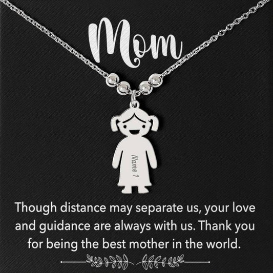 Para mi mamá: la mejor madre del mundo Juego de regalo Collar con dije para niños personalizado grabado 