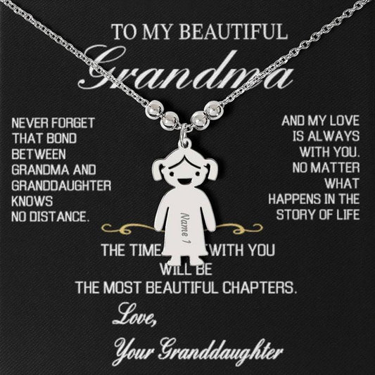 Regalo para la abuela "El vínculo entre una abuela y una nieta" Collar con dije personalizado para niños 