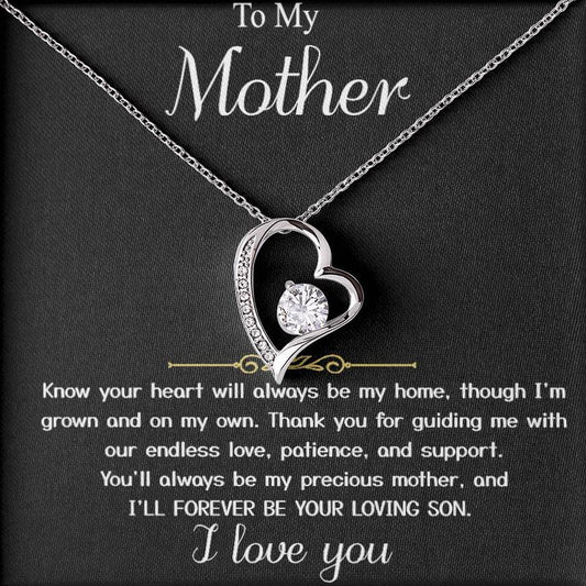 Para mi madre - De mi hijo "Seré por siempre tu hijo amado" - Tarjeta con mensaje en forma de corazón