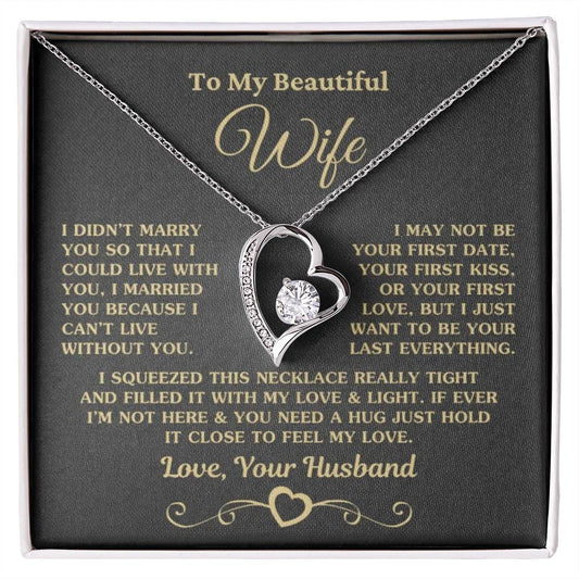 Regalo para Esposa "No Puedo Vivir Sin Ti" Collar Dorado 001