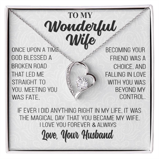 Regalo para Esposa "El Día Mágico" Collar de corazón para mi Maravillosa Esposa