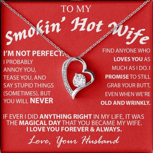 Regalo para esposa, esposa sexy, collar con corazón "No soy perfecta" 