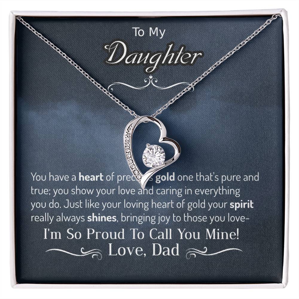 Para mi hija tu espíritu siempre brilla Precioso corazón de oro Collar Amor Papá