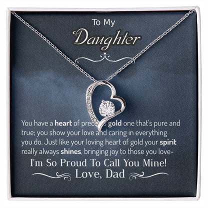 Para mi hija tu espíritu siempre brilla Precioso corazón de oro Collar Amor Papá