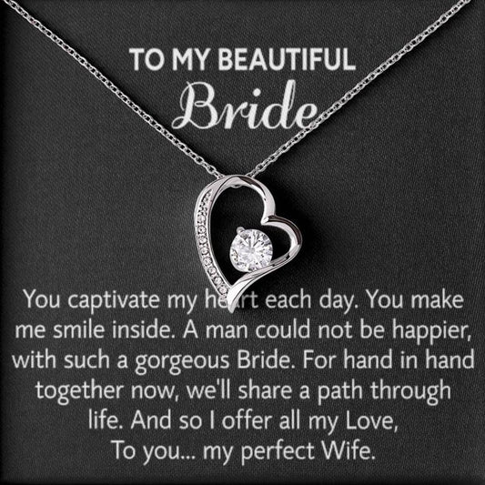 Para mi hermosa novia, collar de regalo para el día de la boda, regalo del novio, boda “mi esposa perfecta” para la novia, collar de regalo para el día del compromiso 
