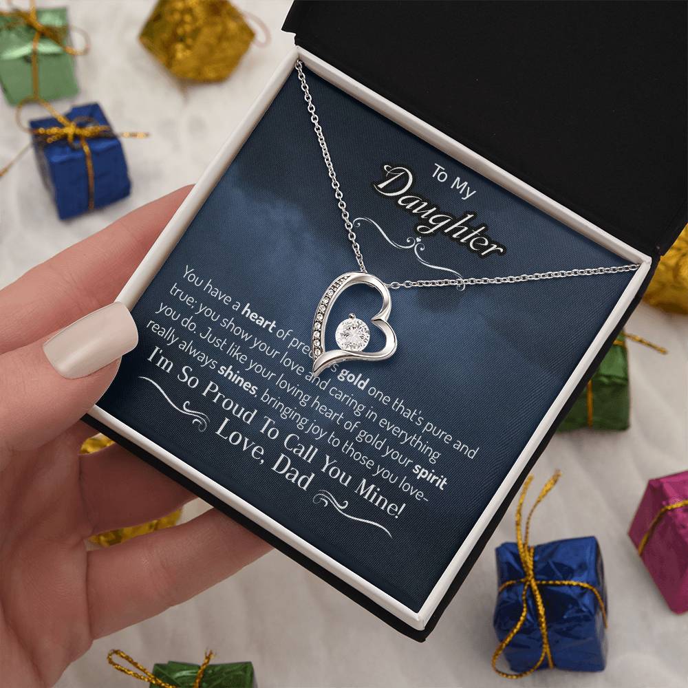 Para mi hija tu espíritu siempre brilla Precioso corazón de oro Collar Amor Papá