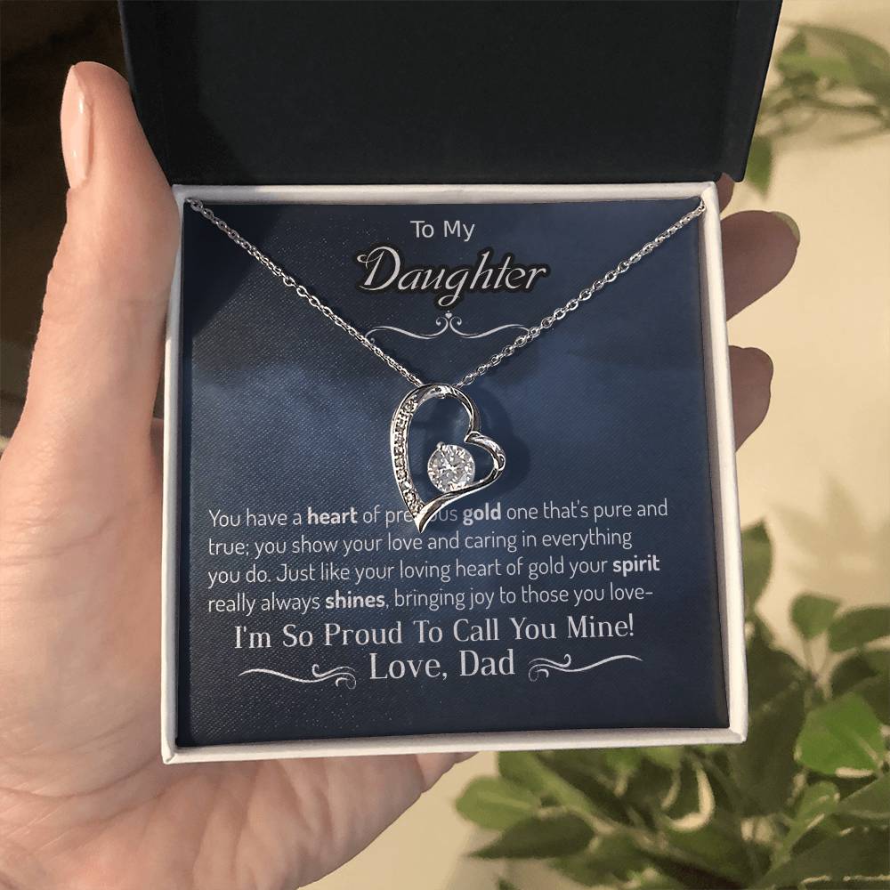 Para mi hija tu espíritu siempre brilla Precioso corazón de oro Collar Amor Papá