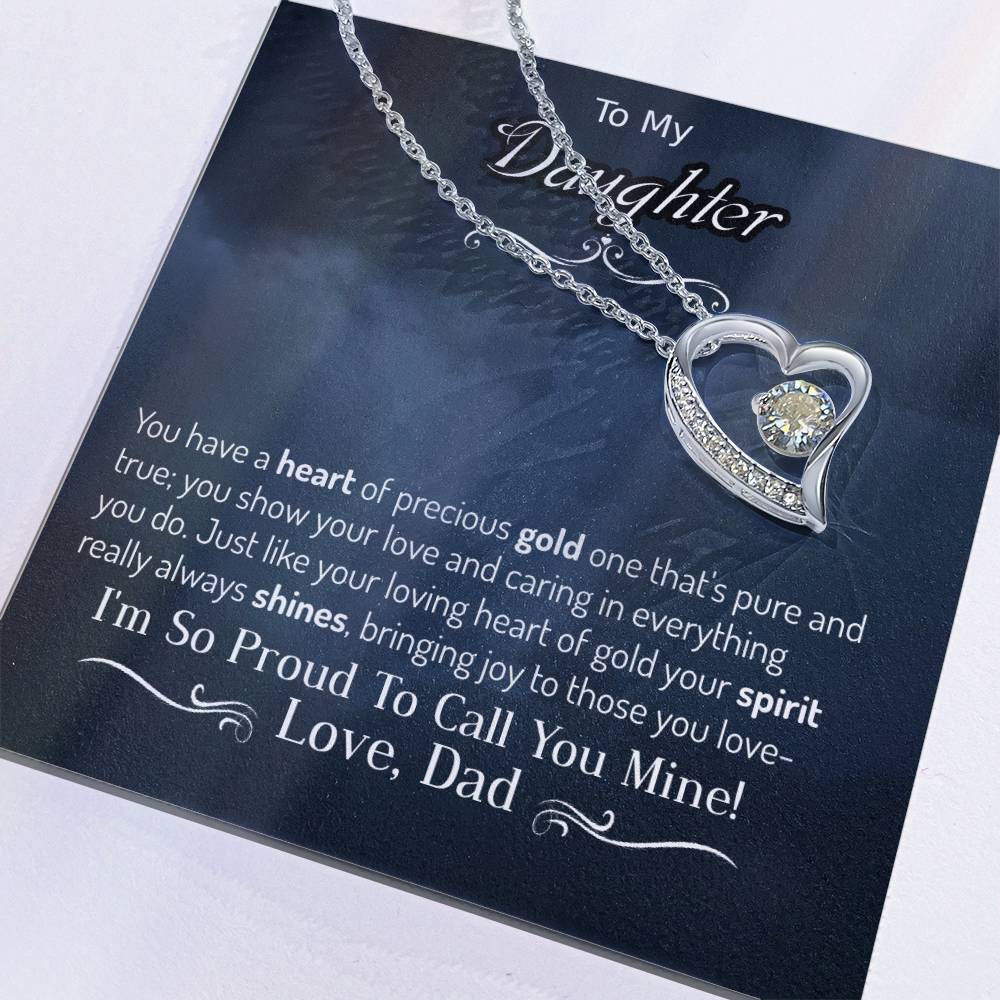 Para mi hija tu espíritu siempre brilla Precioso corazón de oro Collar Amor Papá