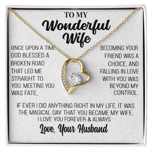 Regalo para Esposa "El Día Mágico" Collar de Corazón de Oro de 18K para mi Maravillosa Esposa