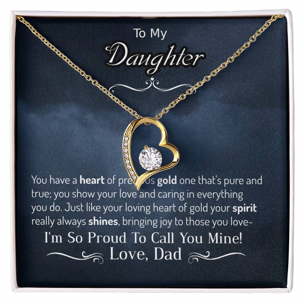 Para mi hija tu espíritu siempre brilla Precioso corazón de oro Collar Amor Papá