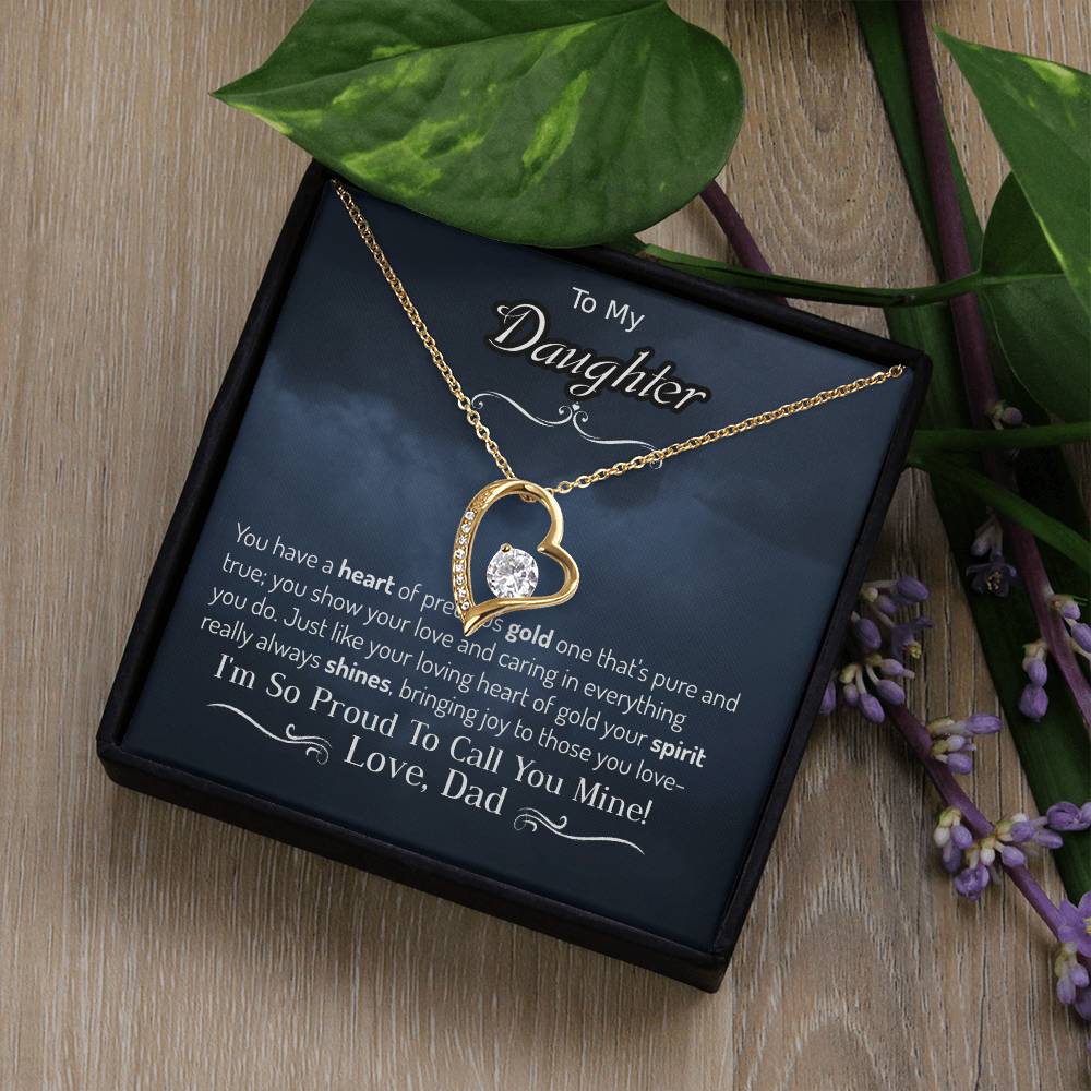 Para mi hija tu espíritu siempre brilla Precioso corazón de oro Collar Amor Papá