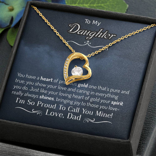 Para mi hija tu espíritu siempre brilla Precioso corazón de oro Collar Amor Papá